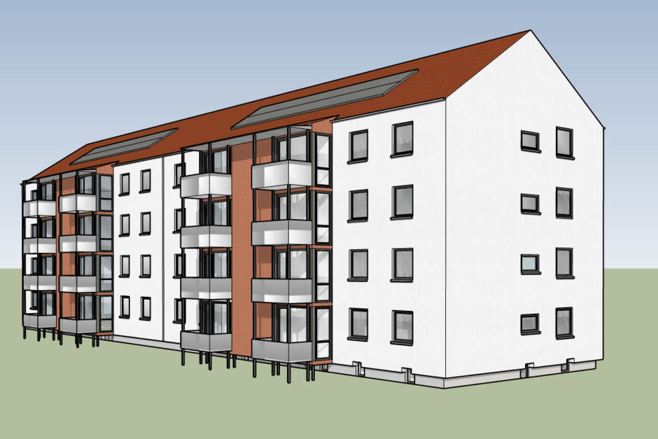 Die TRAVE modernisiert Visualisierung eines Hauses in der Schönböckener Straße, das umfassend modernisiert wird.
